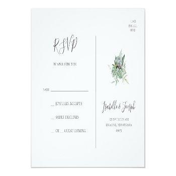 Succulent Greenery | Sage Wedding Rsvp Postcard Front View