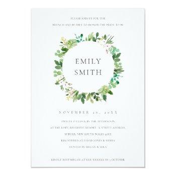 Succulent Wreath Foliage Brunch &  Bubbly Invite Front View