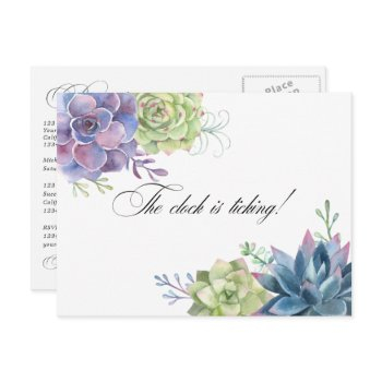 succulents bridal shower reminder qr code rsvp pos postcard