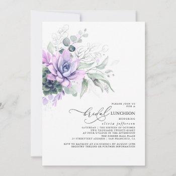 succulents greenery silver leaves bridal luncheon invitation