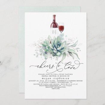 succulents greenery wine tasting bridal shower inv invitation