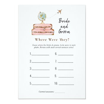 Suitcases "where Were They" Bridal Shower Game Invitation Front View