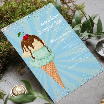 summer ice cream modern watercolor bridal shower invitation