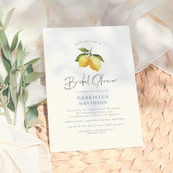 summer lemon & mediterranean tiles bridal shower invitation
