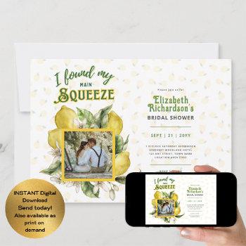 summer lemons squeeze photo bridal shower  invitation