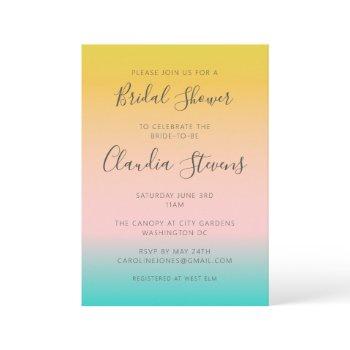 summer pastel ombre sunset tropical bridal shower invitation