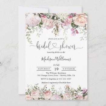 summer rose garden floral bridal shower invitation