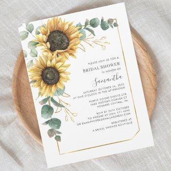 sunflower botanical foliage bridal shower invitation