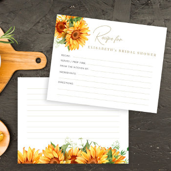 sunflower bridal shower recipe card