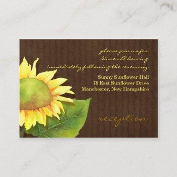 sunflower brown wedding reception enclosure card