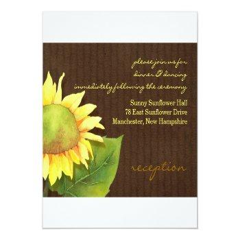 Sunflower Brown Wedding Reception Enclosure Card Front View