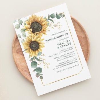 sunflower eucalyptus bloom botanical bridal shower invitation