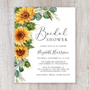 sunflower eucalyptus bridal shower invitation