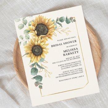 sunflower eucalyptus floral bridal shower invitation