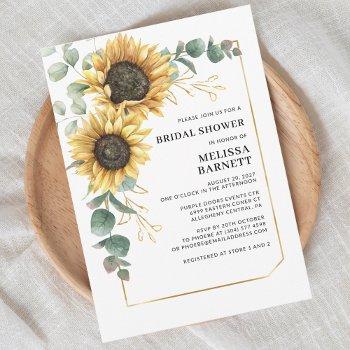 sunflower eucalyptus floral bridal shower invitation