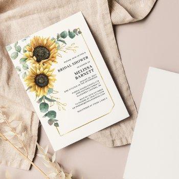 sunflower eucalyptus floral bridal shower invitation