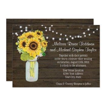 sunflower floral rustic country mason jar lights i invitation