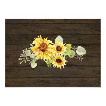 Sunflower Floral Rustic Country Mason Jar Lights Invitation Front View