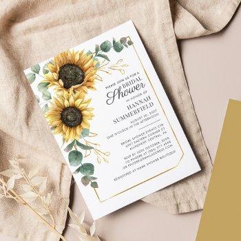 sunflower greenery floral bridal shower invitation