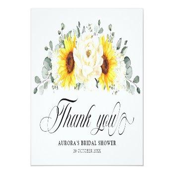 Sunflower Ivory Peony Bridal Shower Thank You Postcard Front View