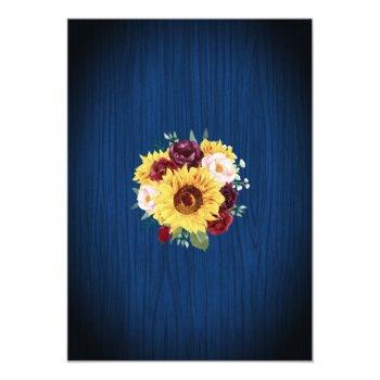 Sunflower Navy Bridal Shower Mason Jars Floral Invitation Front View