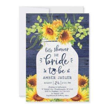 sunflower navy mason jar bridal shower invitation