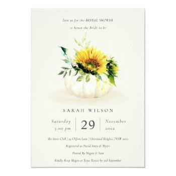 Sunflower Pumpkin Floral Bridal Shower Invite Front View