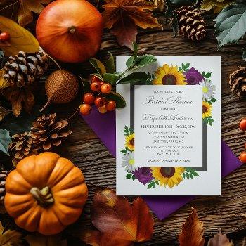 sunflower rose daisy autumn floral bridal shower invitation