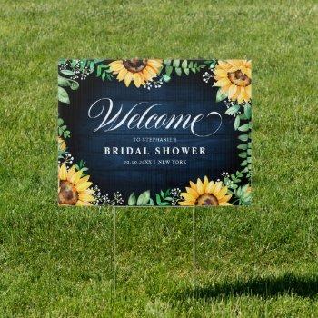 sunflowers gypsophila navy bridal shower welcome sign