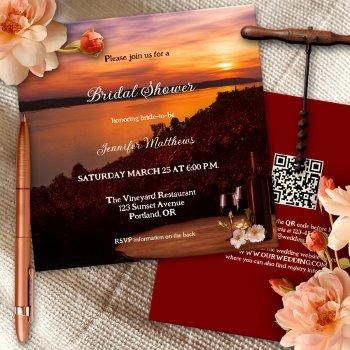 sunset winery or vineyard bridal shower invitation