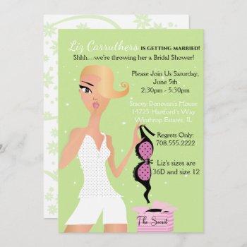 surprise lingerie bridal shower sparkle green invitation