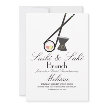 sushi roll chopsticks saki bridal shower  invitation