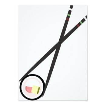 Sushi Roll Chopsticks Saki Bridal Shower  Invitation Front View