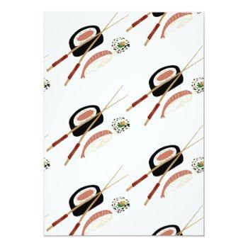 Sushi Roll Chopsticks Saki Tree Bridal Shower  Invitation Front View