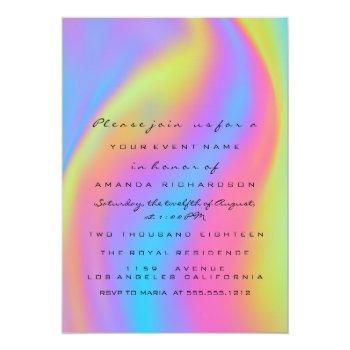 Sweet 16th Bridal Shower Holograph Modern Rainbow Invitation Front View