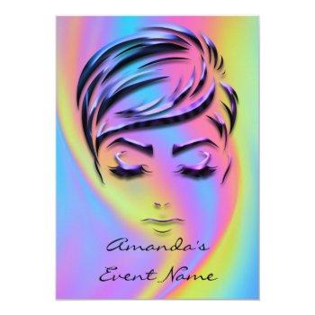 Sweet 16th Bridal Shower Holograph Modern Rainbow Invitation Front View