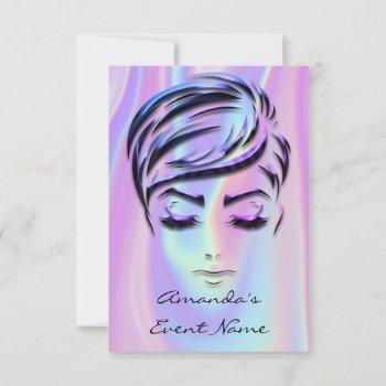 sweet 16th bridal shower holograph purple liquid invitation