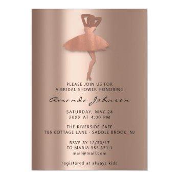 Sweet 16th Bridal Shower Princess Rose Gold Dress Invitation Front View