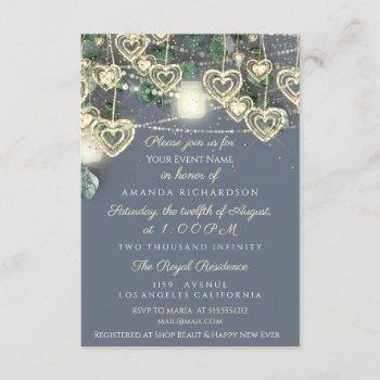 sweet 16th bride rustic wood gold smoky blue mint invitation