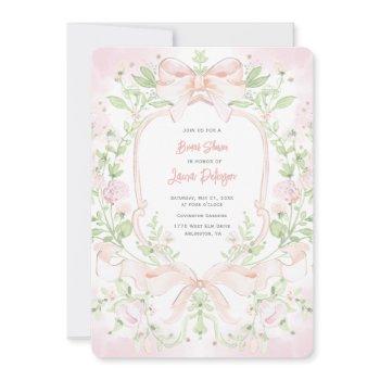 sweet crest w/ blush pink bows bridal shower invitation
