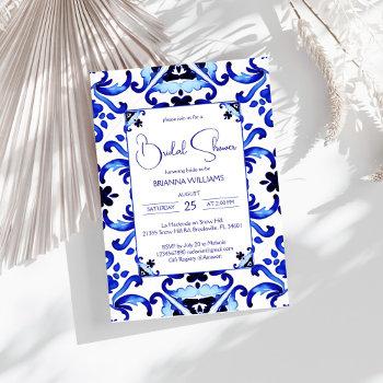 talavera azulejo blue tiles mexican bridal shower invitation