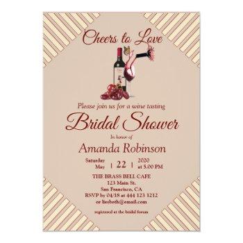 Tan - Marsala-wine Tone Stripes Invitation Front View