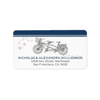 tandem bicycle return address labels (navy)