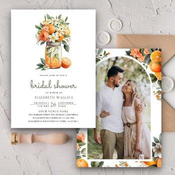 tangerine citrus orange mason jar bridal shower invitation