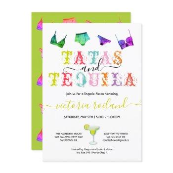 tatas and tequila lingerie bridal shower invitation