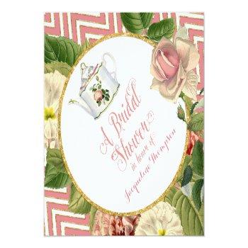 Tea Party Bridal Shower Chevron Stripes Rose Paper Napkins Front View