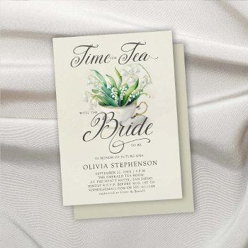 tea time lily of valley elegant chic bridal shower invitation