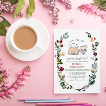 tea with the bride to be | floral bridal shower invitation