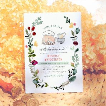 tea with the bride to be | floral bridal shower invitation