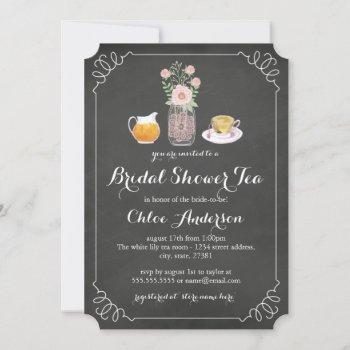 teacup chalkboard bridal shower tea party invite